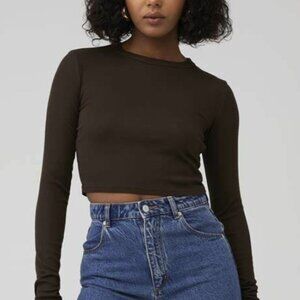 Cotton Citizen Verona Crop Shirt Ribbed USA Made‎ Espresso NEW XS